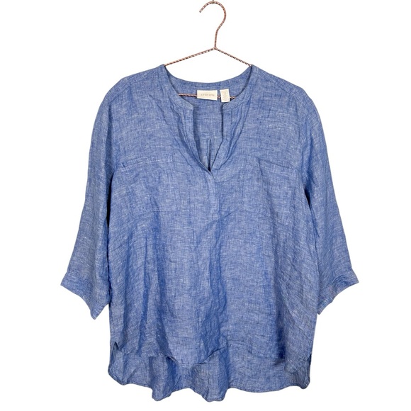 Chico's Tops - Chico's 100% Linen V-Neck Tunic Blouse